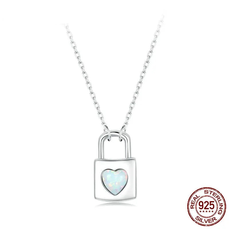 JEW005NEC          925 Sterling Silver Lotus Pendant Necklace Pink Opal Flower Neck Chain - Klixstore