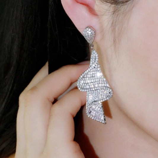 Baguette CZ Geometry Dangle Earrings