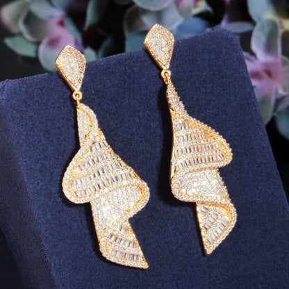 Baguette CZ Geometry Dangle Earrings