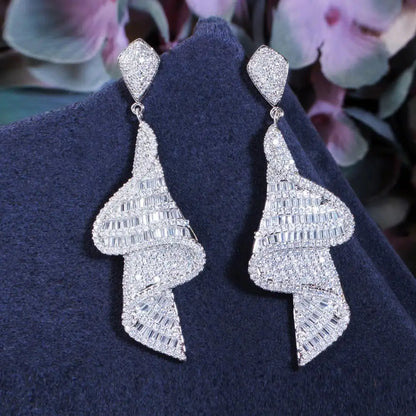 Baguette CZ Geometry Dangle Earrings