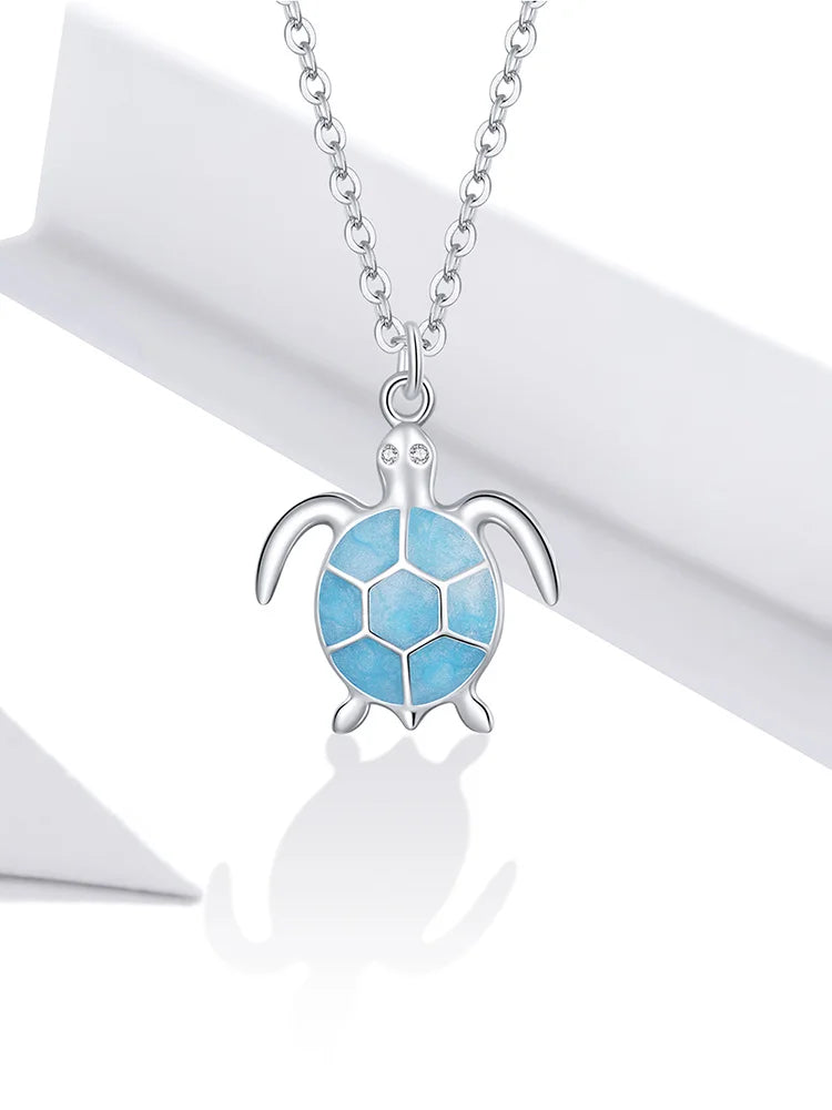 Cute Sky Blue Turtle  Necklace