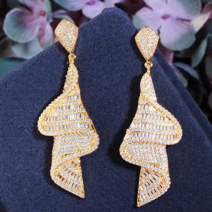 Baguette CZ Geometry Dangle Earrings