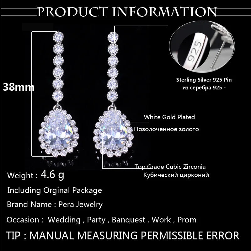 Water Drop CZ Silver Earrings