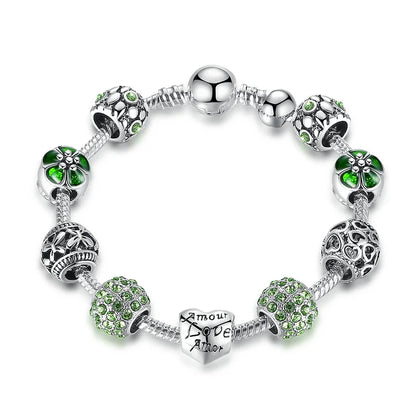 Silver Plated Love Flower Charm Bracelet