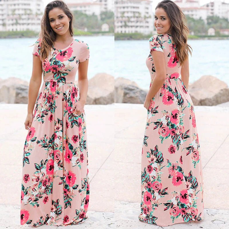 White Floral Boho Maxi Dress for Women 2025