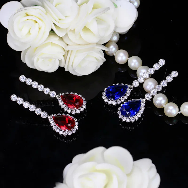 Water Drop CZ Silver Earrings