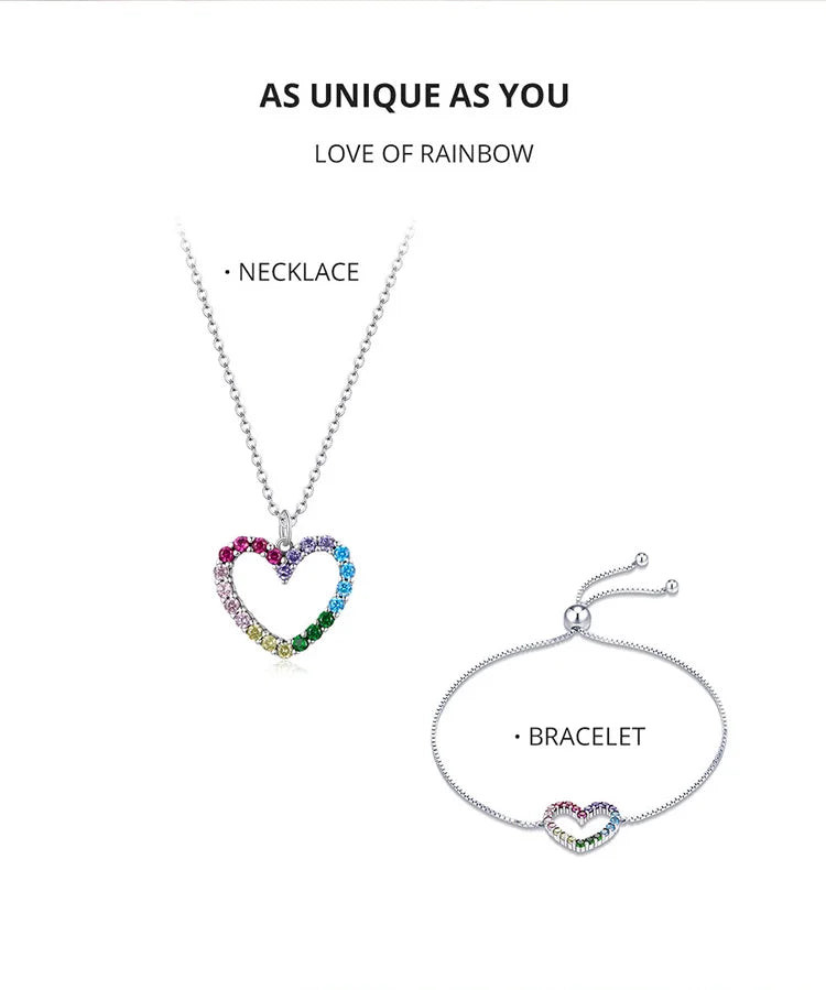 Rainbow Colorful Heart Jewelry Set