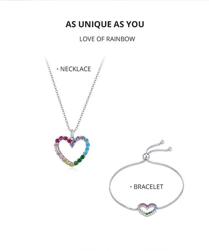 Rainbow Colorful Heart Jewelry Set