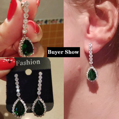 Water Drop CZ Silver Earrings