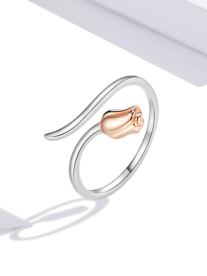 JEW030R     Adjustable Rose Finger Rins 925 Sterling Silver Vintage - Klixstore