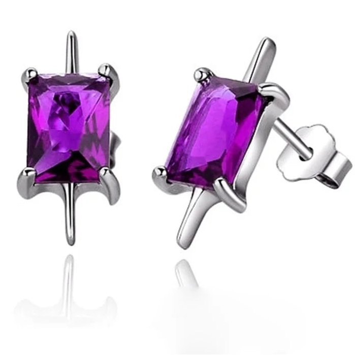 925 Sterling Silver Asymmetrical CZ Stud Earrings for Women