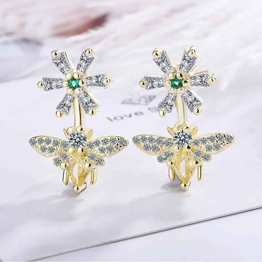 925 Sterling Silver Bee Stud Earrings for Women