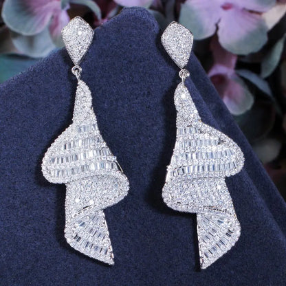 Baguette CZ Geometry Dangle Earrings