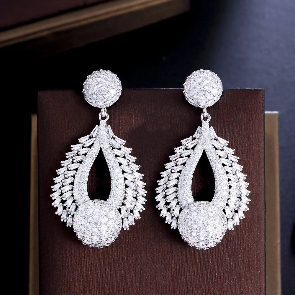 Water Drop Cubic Zircon Dangle Earrings