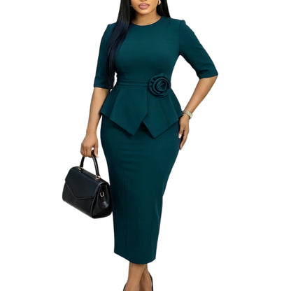 Floral Appliqué Sheath Dress