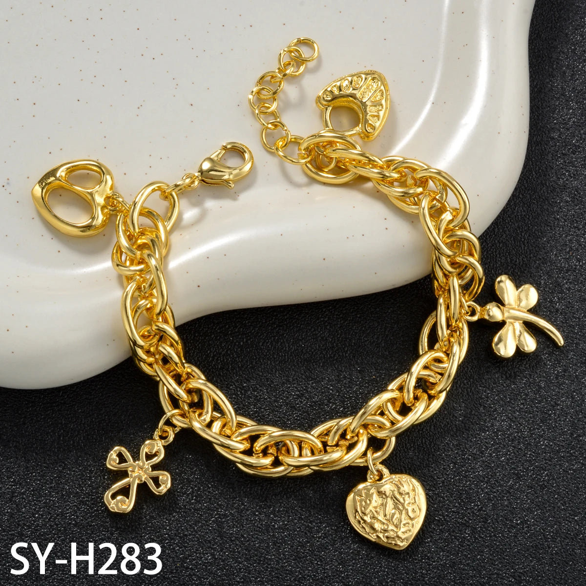 Gold Crown Charm Bracelet