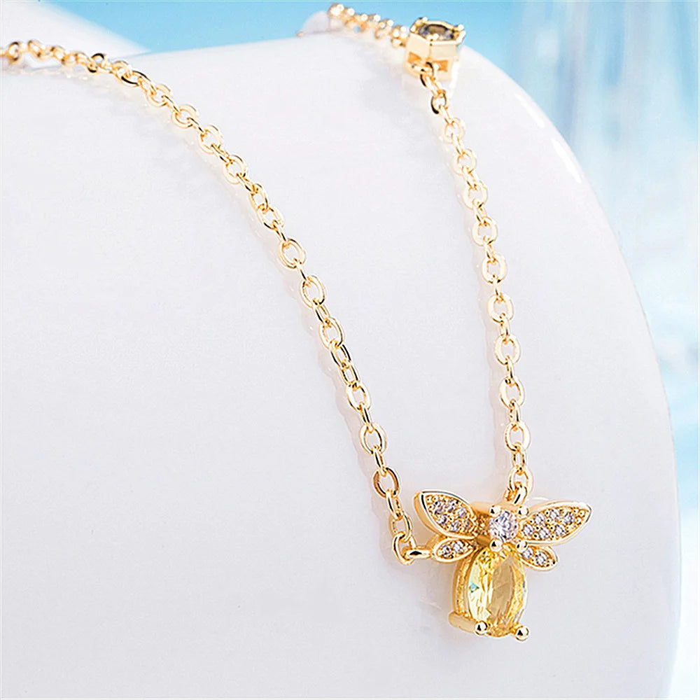 Silver OR Gold Bee Pendant Necklace for Women
