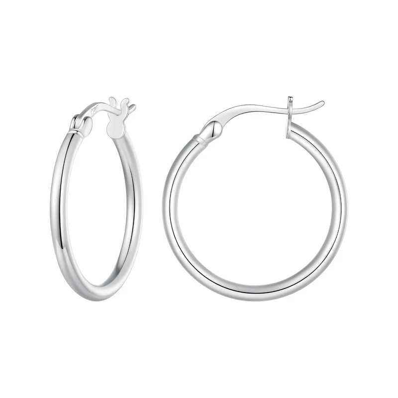 JEW021ER   925 Sterling Silver Hypoallergenic Hoop Earrings for Women, Gold Plated Lightweight Hoops Comfortable - Klixstore