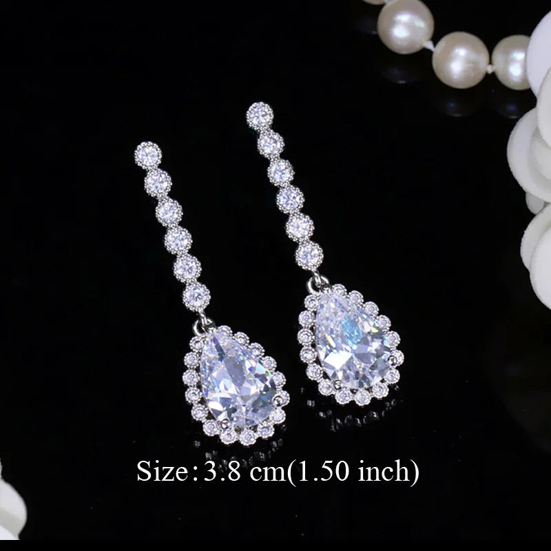 Water Drop CZ Silver Earrings