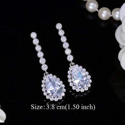 Water Drop CZ Silver Earrings