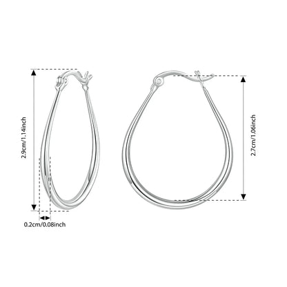 JEW022ER        925 Sterling Silver Large Oval Hoop Earrings Chunky Hypoallergenic Huggie Earrings For Women Punk Classic Jewelry Gifts - Klixstore