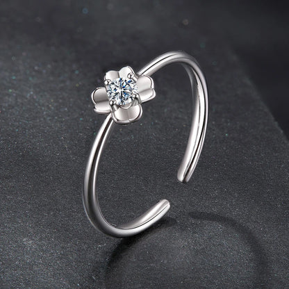 Our-leaf Clover Moissanite Open Ring