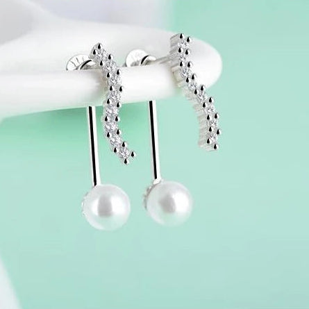 925 Silver S Shape Pearl Earrings