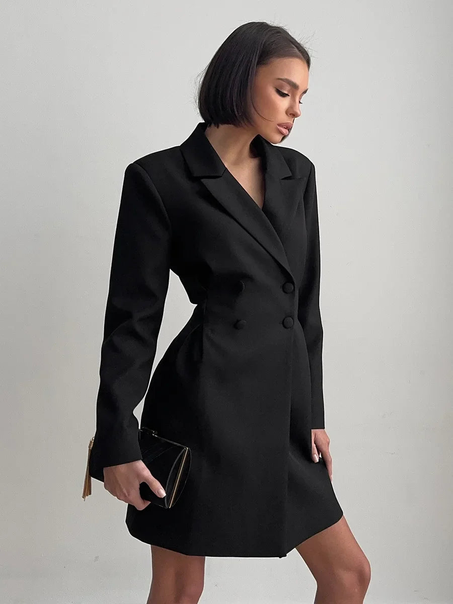 Elegant Double Breasted Blazer Dress for Women