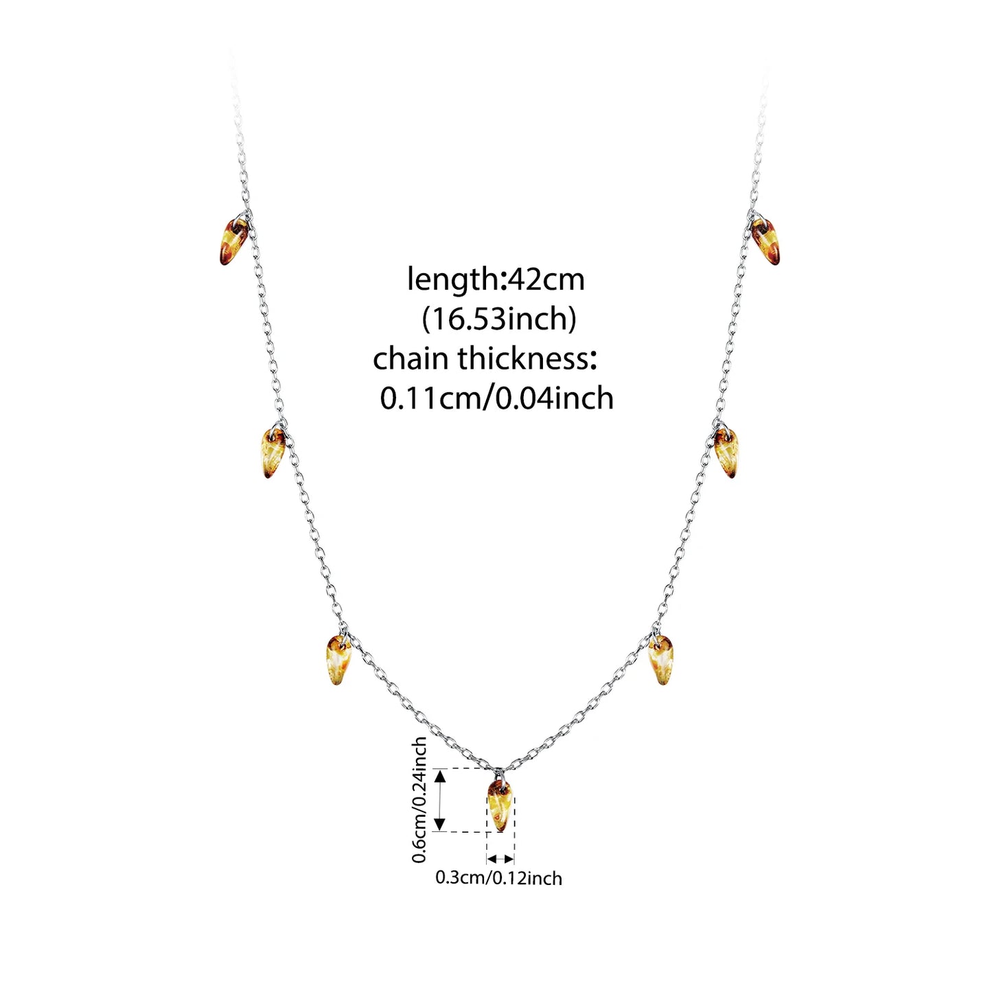 Tassel Amber Color Glass Beads Necklace