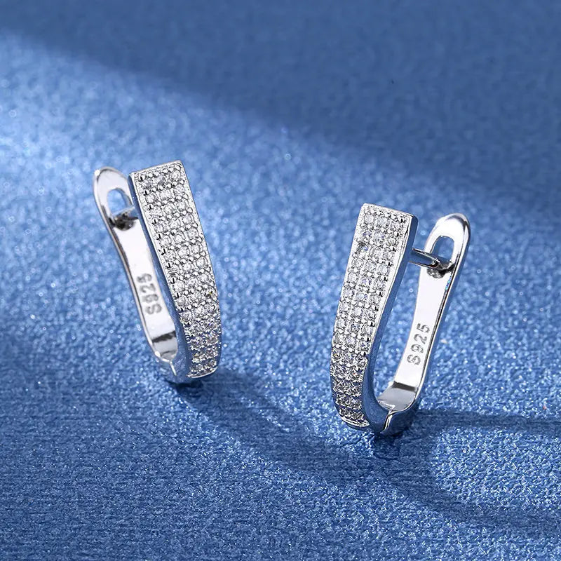 925 Sterling Silver Stud Earrings with Zircon | Fine Jewelry Gift