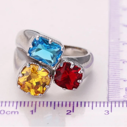 Luxury 925 Sterling Silver Cubic Zircon Engagement Ring for Women