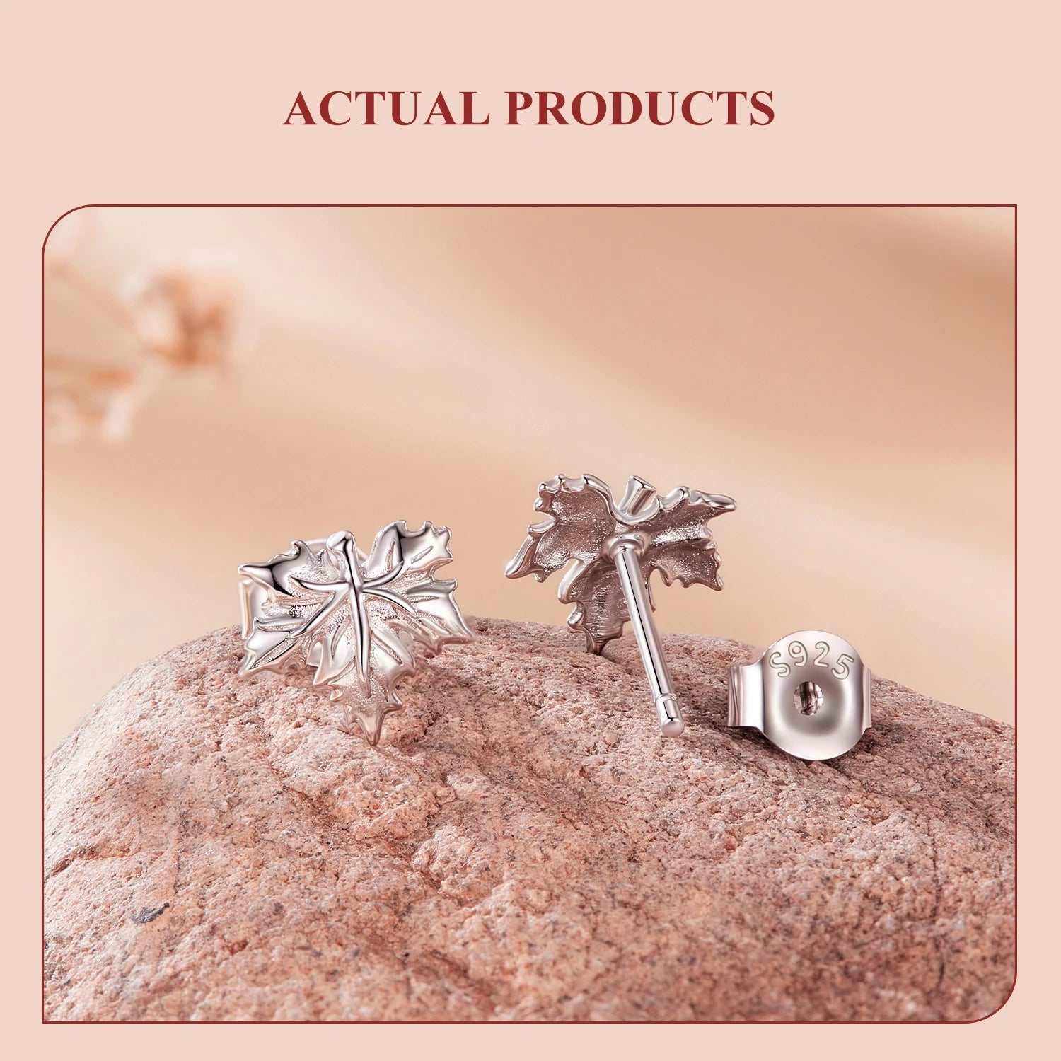 JEW024ER        925 Sterling Silver Falling Maple Leaves Stud Earrings For Women , Autumn Themed Flower - Klixstore