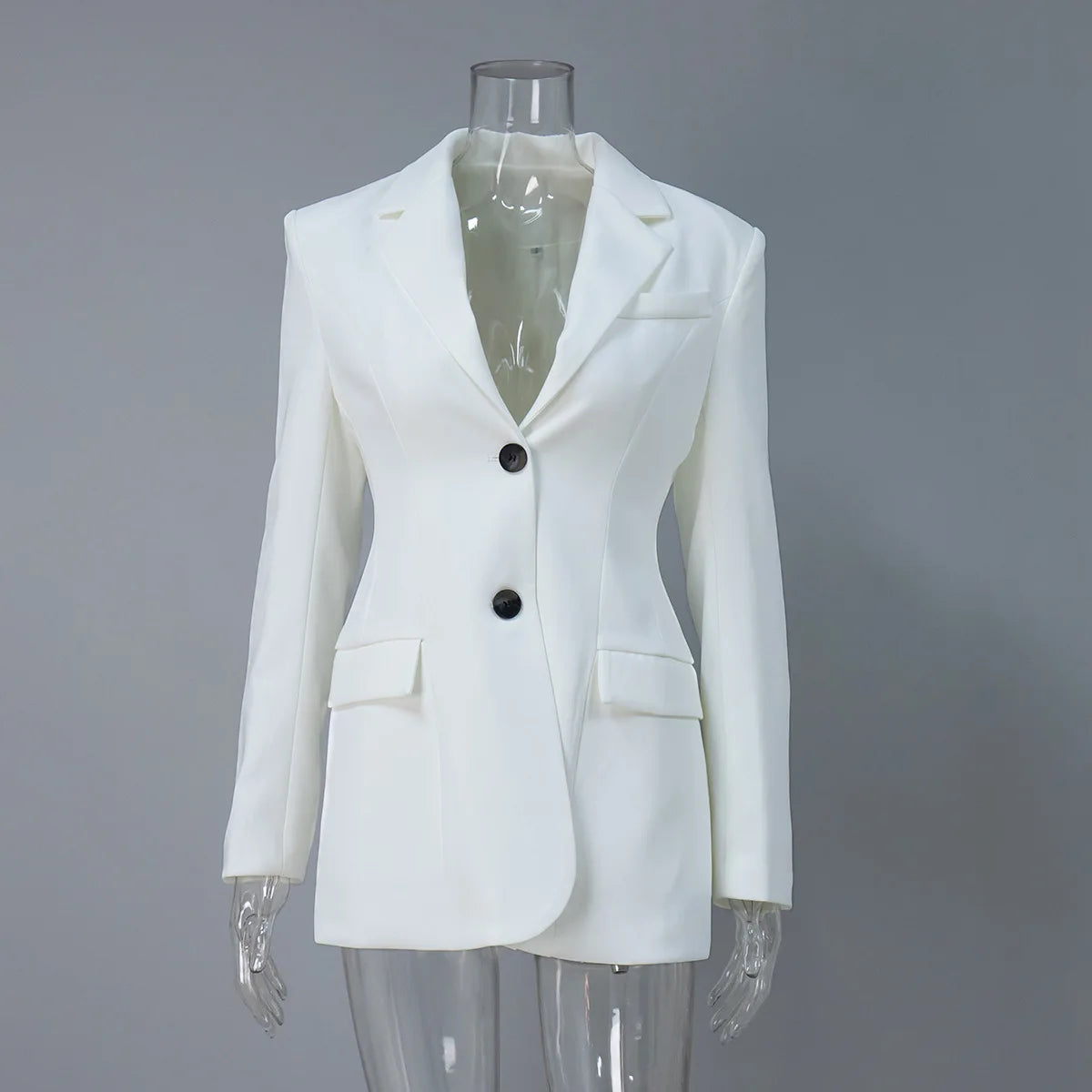 CLO004TP         Elegant Single Breasted Solid Suit for Women 2025 Autumn Buttons Slim Fit Blazers Lady Chic Outerwears Jacket - Klixstore