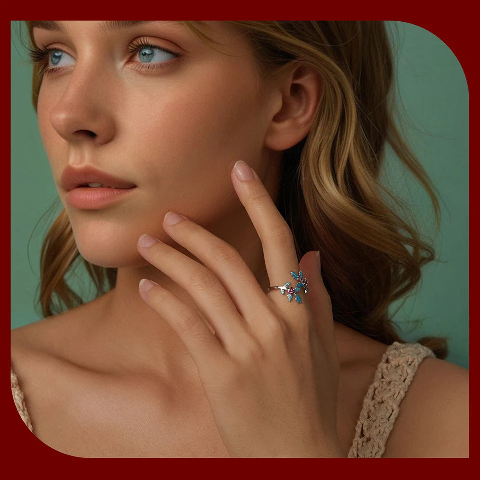 JEW017R      Solid 925 Sterling Silver Holly Adjustable Ring, Retro Flower Pattern - Klixstore