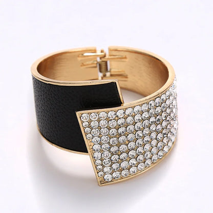 Diamond Leather Elastic Bangle