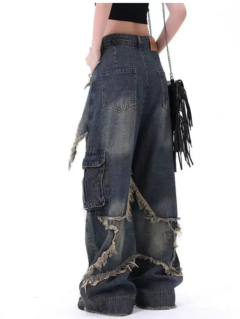 Women's Vintage Star Washed Oversized Straight Jeans