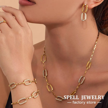 Gold Stainless Steel Jewelry Set for Women