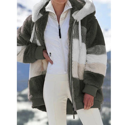 2025 Oversized Plush Hooded Jacket for Women
