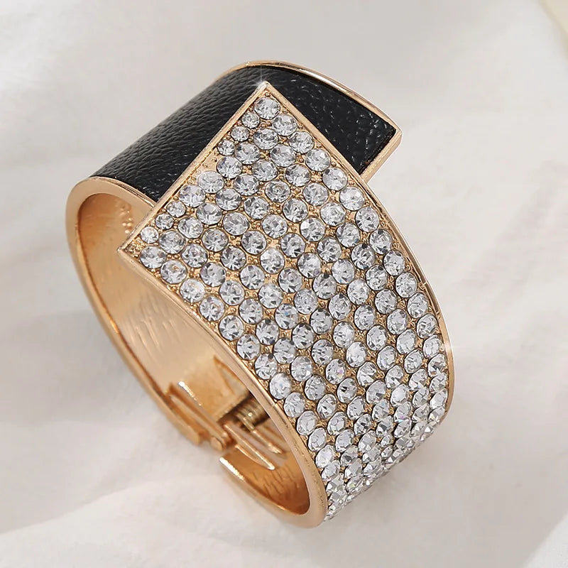 Diamond Leather Elastic Bangle