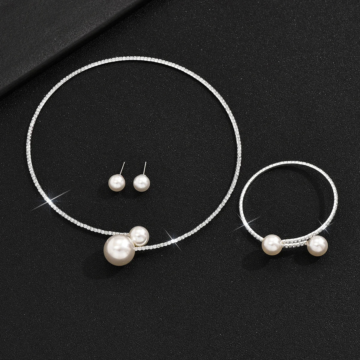 Pearl Rhinestone Bridal Jewelry Set