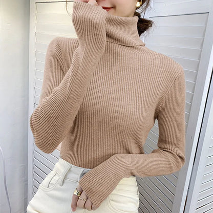 Turtleneck Knitted Cashmere Sweater for Women