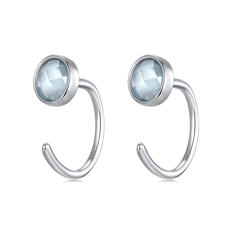 JEW016ER    Solid 925 Sterling Silver Transparent Blue Spinel Stud Earrings - Klixstore