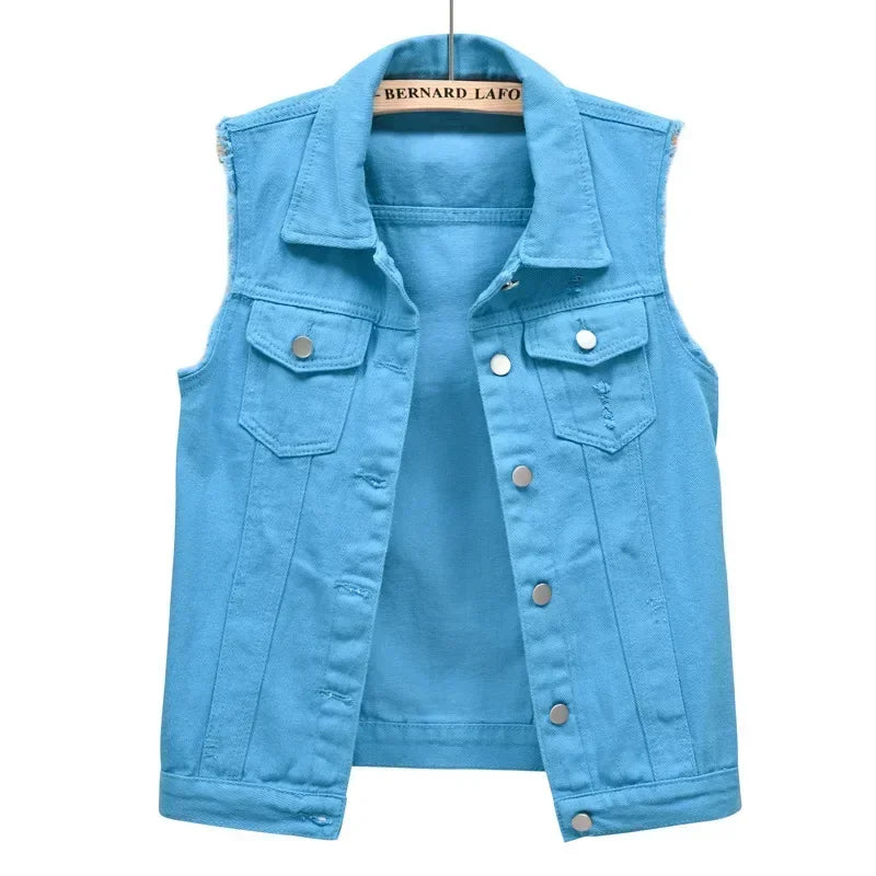 Vintage Sleeveless Denim Vest Women 2025