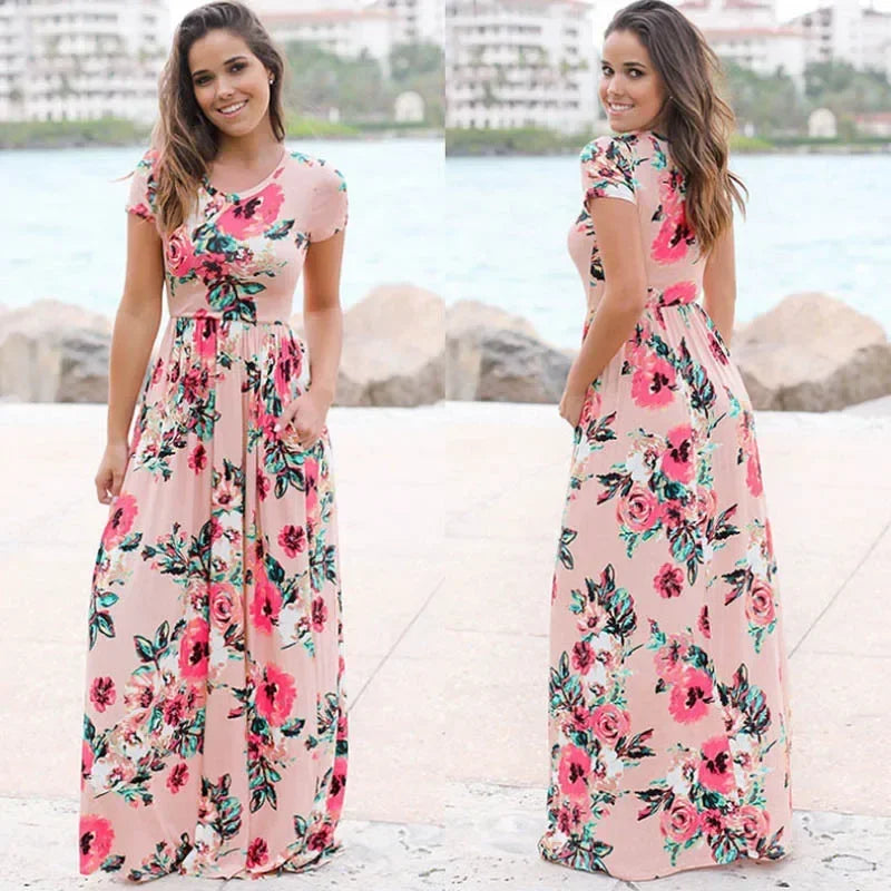 Boho Floral Maxi Beach Dress