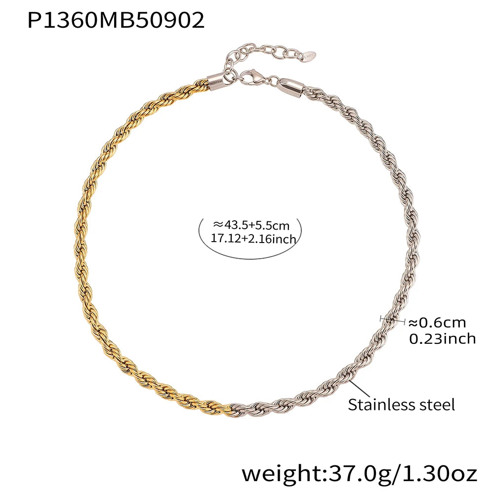18k Gold Two-Tone Rope Chain Necklace