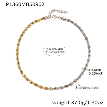 18k Gold Two-Tone Rope Chain Necklace