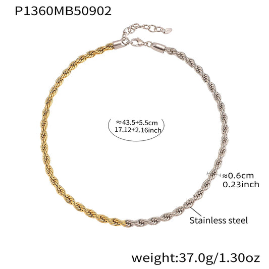 18k Gold Two-Tone Rope Chain Necklace