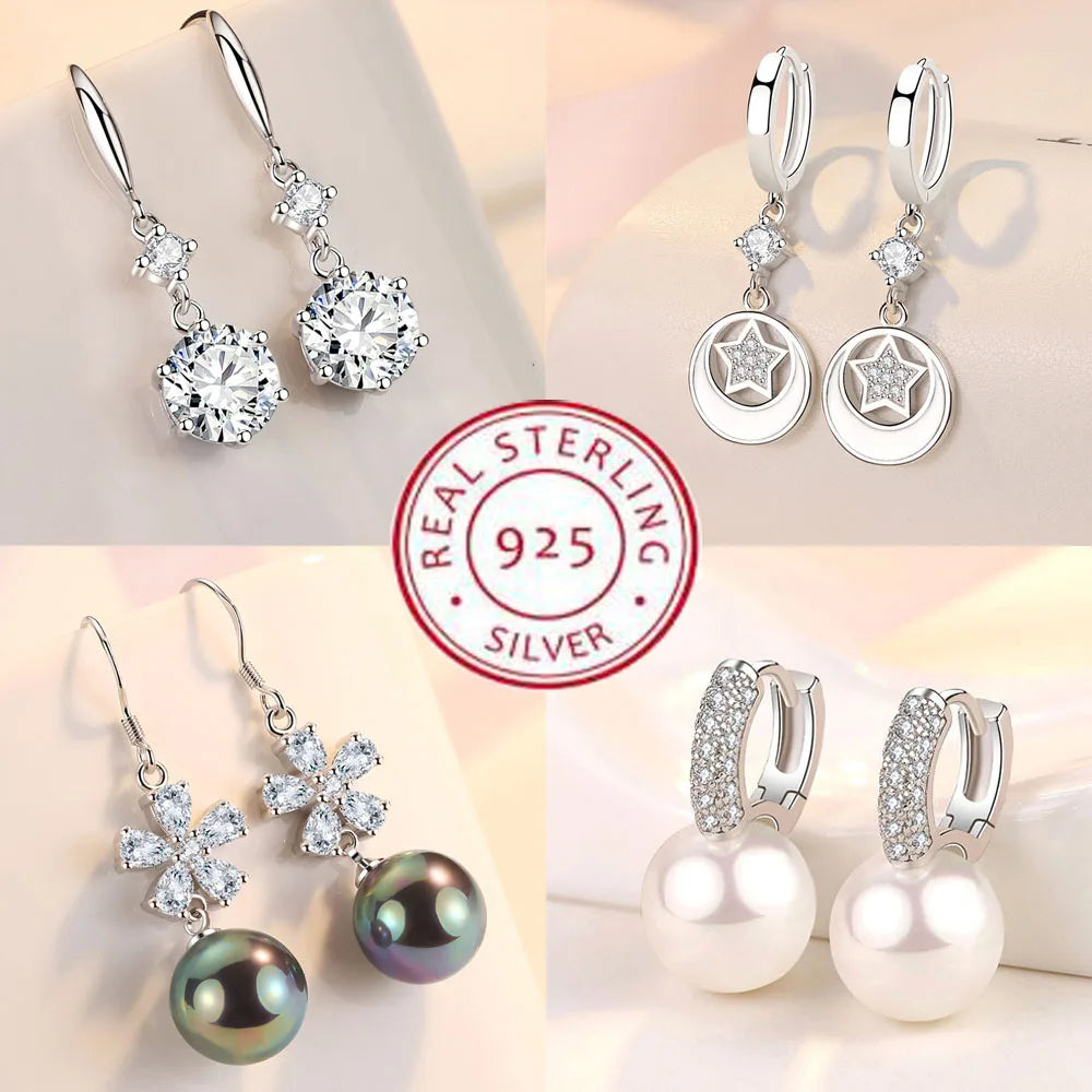 925 Sterling Silver Original Charm Double Hoop Earrings