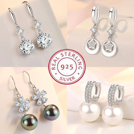 925 Sterling Silver Original Charm Double Hoop Earrings