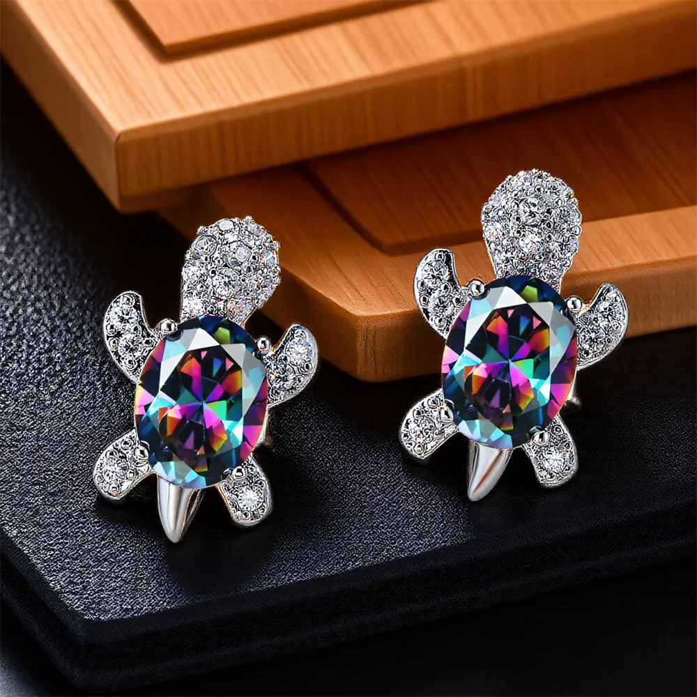 Sea Turtle Zircon Stud Earrings